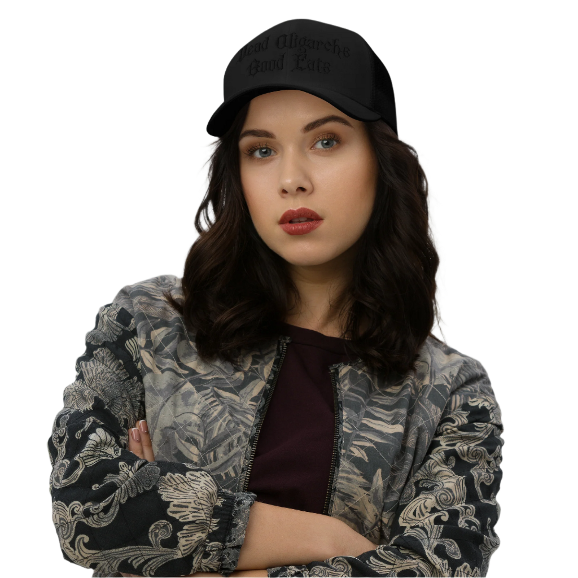 E M DOGE Black on Black Embroidered Hat