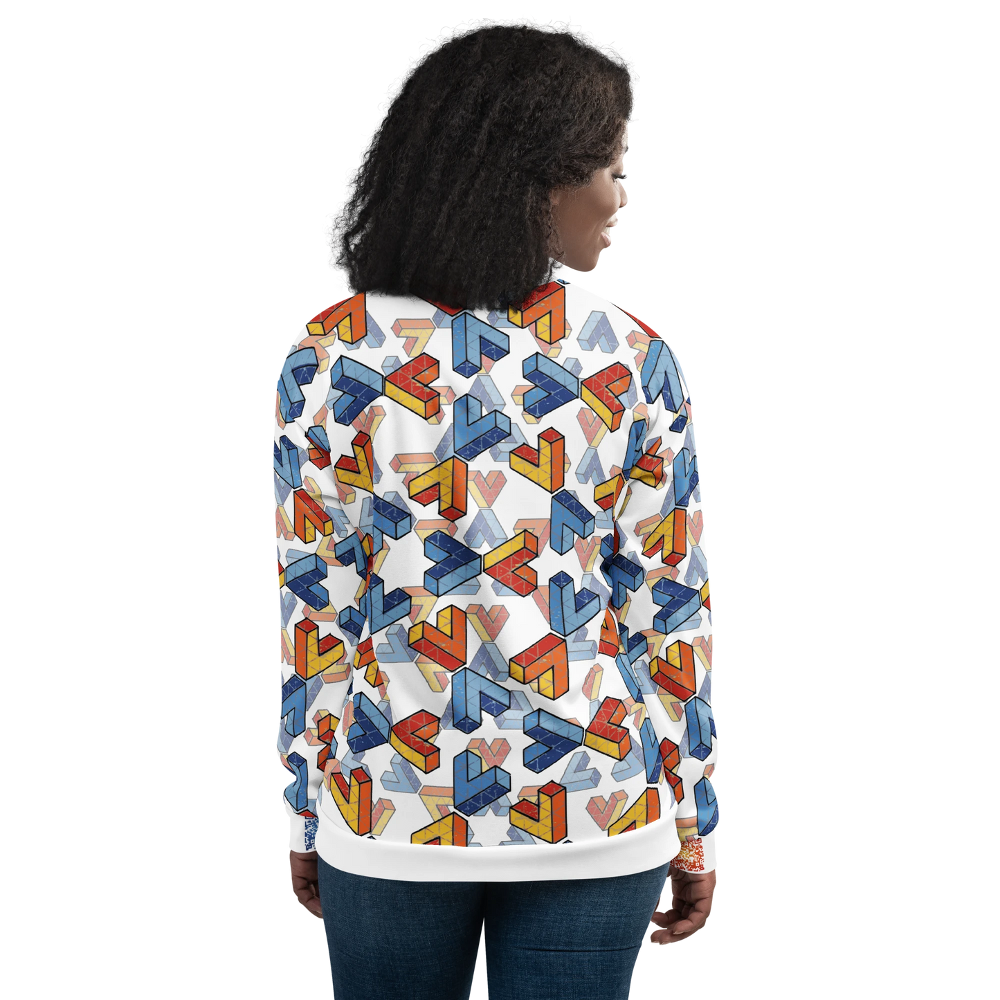 Unisex Penrose Triangle Bomber Jacket White