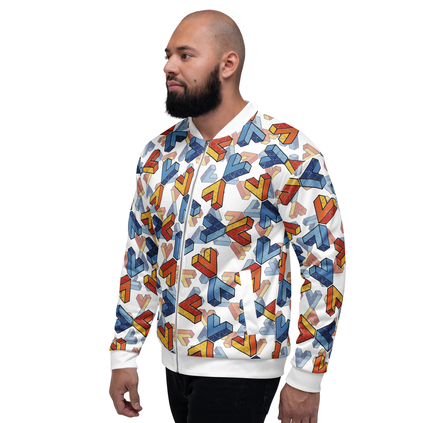 Unisex Penrose Triangle Bomber Jacket White