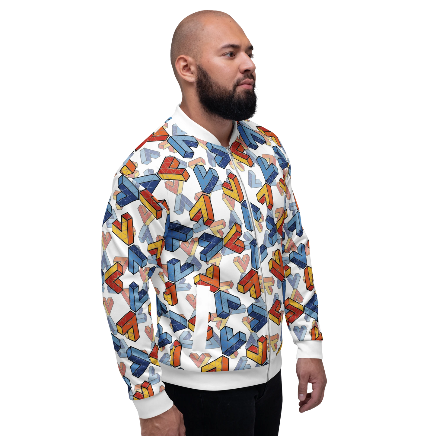 Unisex Penrose Triangle Bomber Jacket White